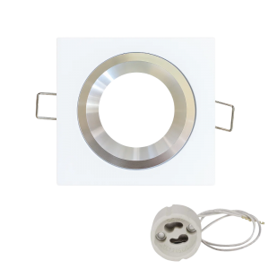 EMPOTRABLE CUADRADO FIJO BLANCO/NIQUEL